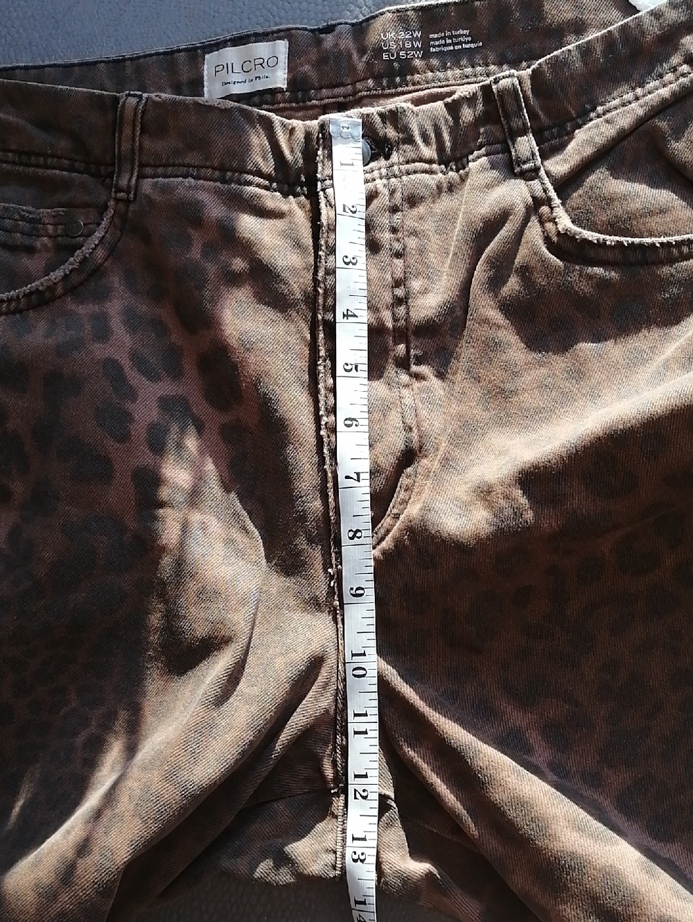 Anthropologie The Adi Brown Leopard Mid-Rise Wide-leg Flare Jeans by Pilcro S18W - Picture 12 of 13